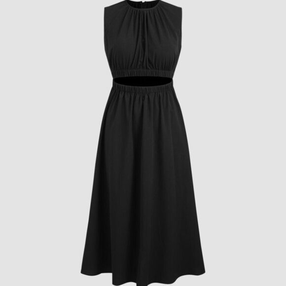 Cider Dresses & Skirts - Cider Cut Out Ruched Black Midi Dress Size XL